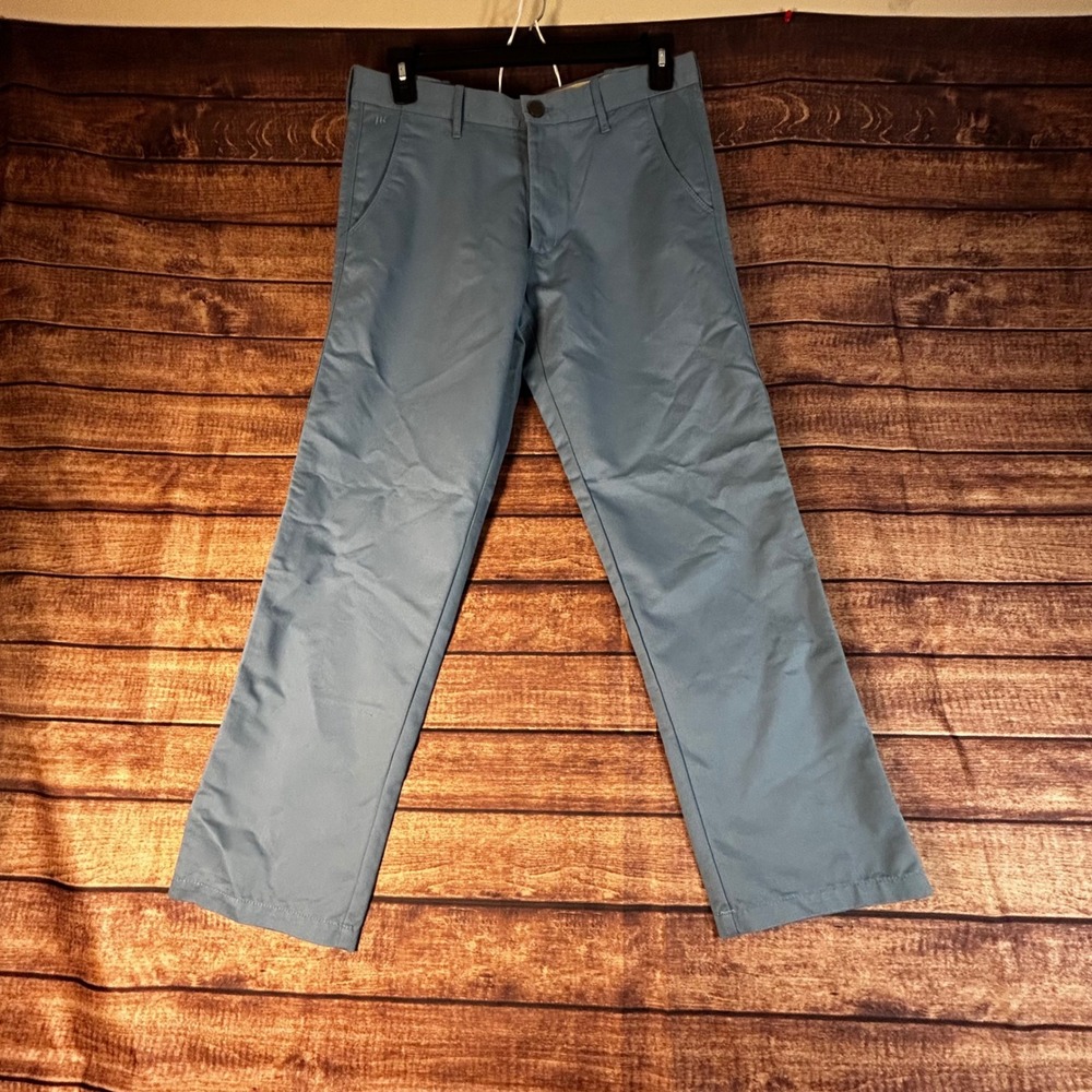 Life Khaki by Haggar Mens Chino Pants 32x29 Light Blue Plain Front Repreve